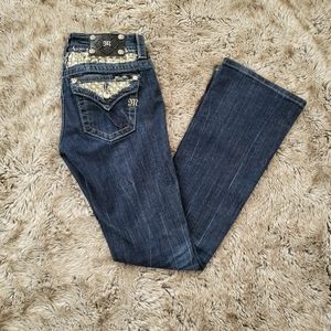 Miss Me Jeans Signature Rise Sequin Pocket Boot Cut Jeans Style JP6239BL Size 26